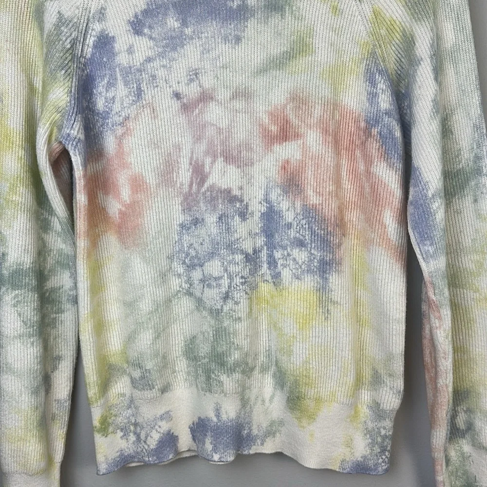 Rails Venus Cashmere Cotton Ribbed Sweater in Rainbow Tie Dye Long Sleeve Top XS - Picture 5 of 16